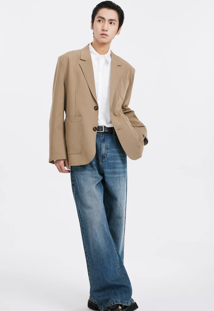 Relaxed Tailored Blazer with Multi Patch Pockets - Image 7