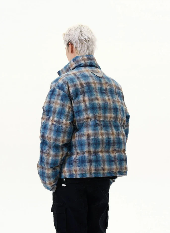 Reversible Plaid Puffer Zip Jacket - Image 14