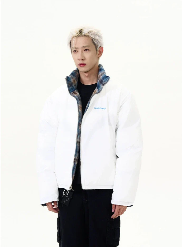 Reversible Plaid Puffer Zip Jacket - Image 16