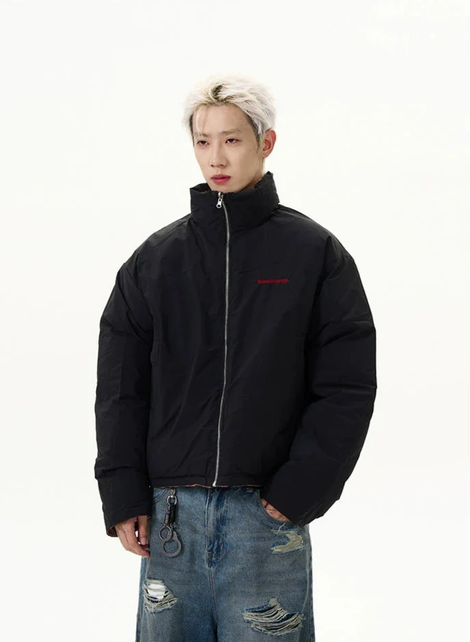 Reversible Plaid Puffer Zip Jacket - Image 5