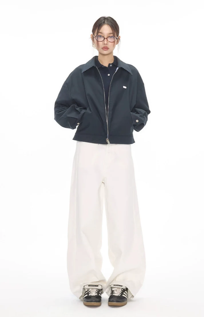 Reversible Zip-Up Gingham Check Collared Jacket - Image 10
