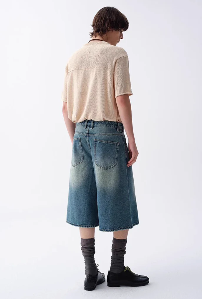Ribbed Collar Textured Knit Drop Shoulder Tee - Image 7