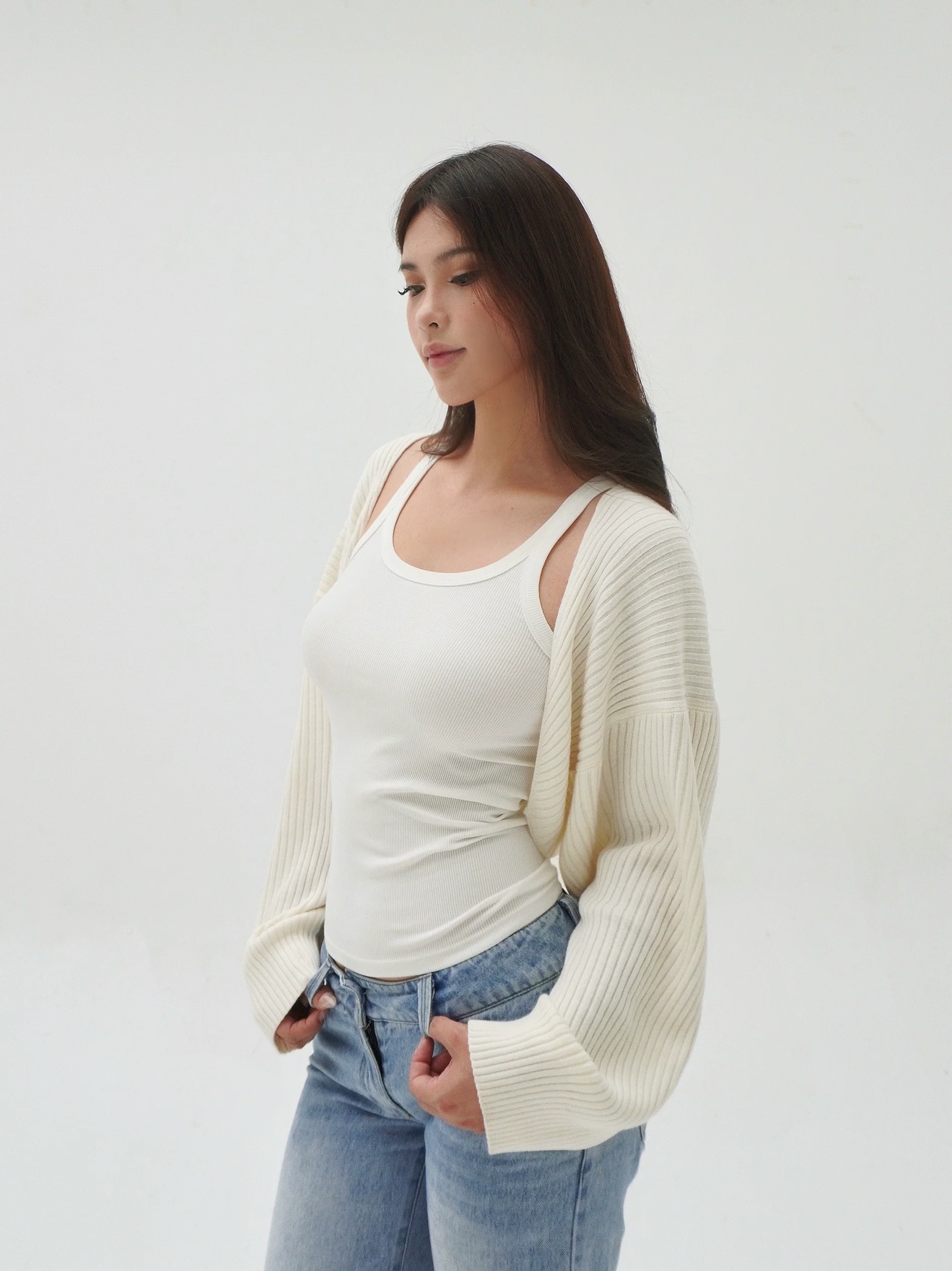 Ribbed Knit Bolero Shawl Shrug - Image 2