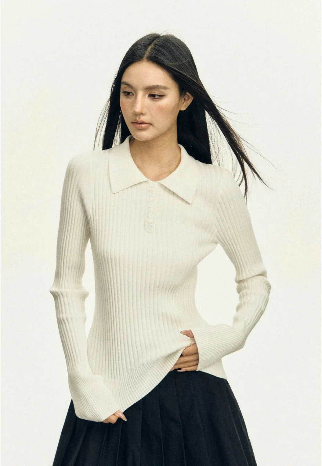 Ribbed Knit Henley Lightweight Top - Image 4