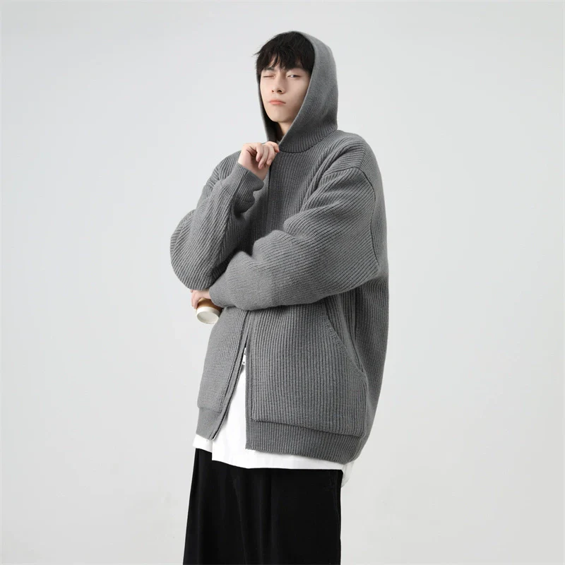 Ribbed Knit Zip-Up Hoodie with Oversized Pockets - Image 6