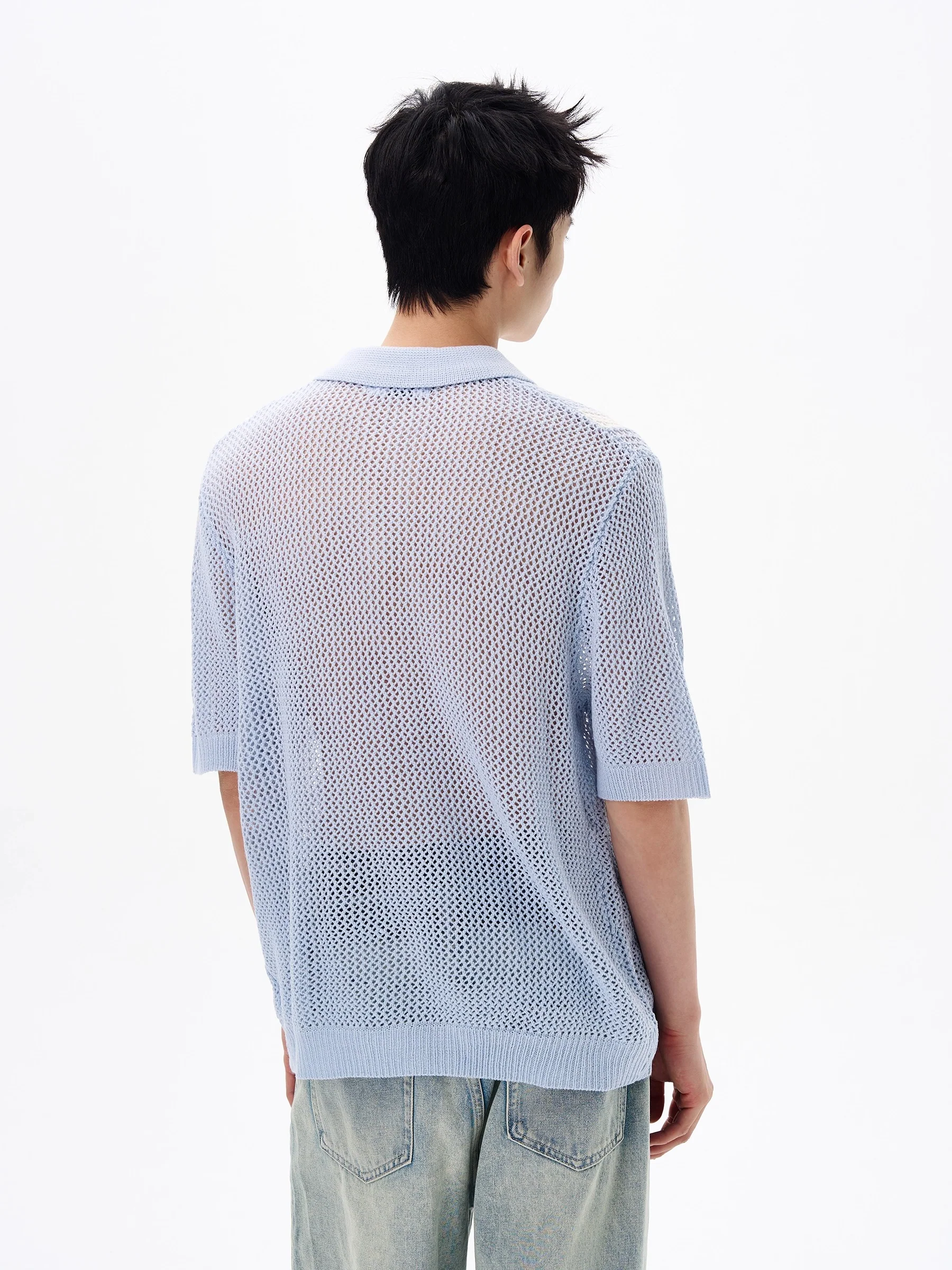 Ribbed Trim Stripe Short Sleeve Button Shirt - Image 4