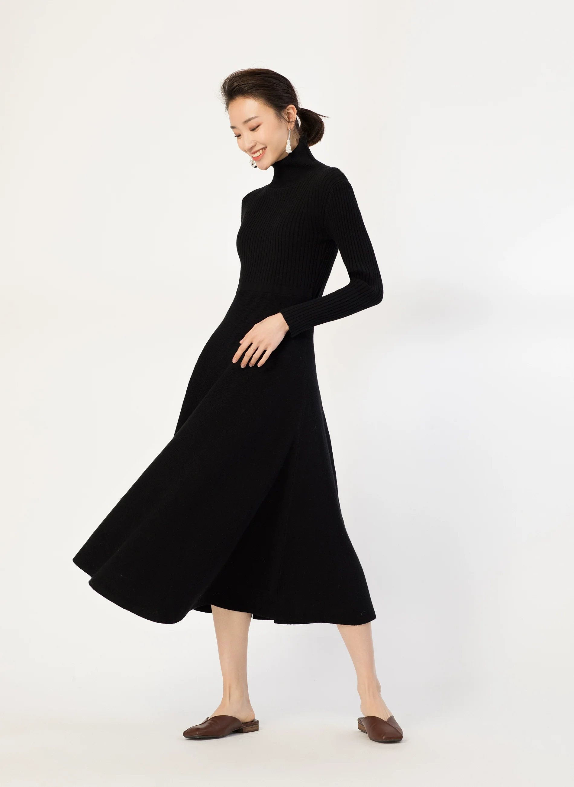 Ribbed Turtleneck Midi Sweater Dress - Image 7