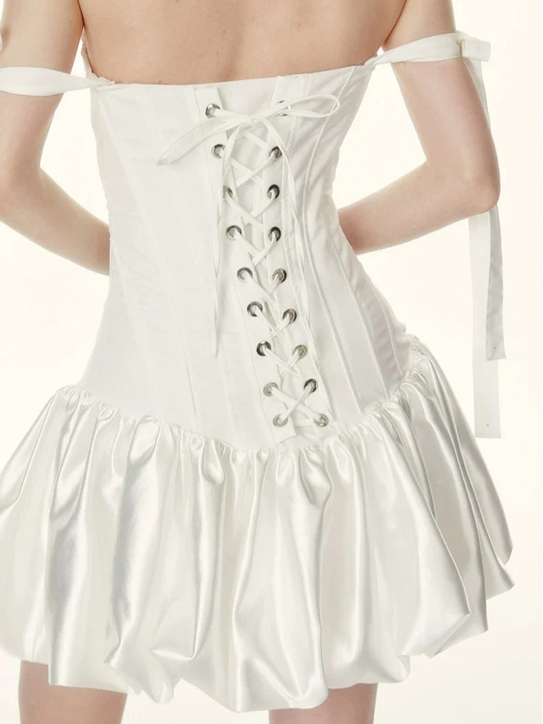 Ribbon Strap Corset Balloon Mini Dress - Image 5