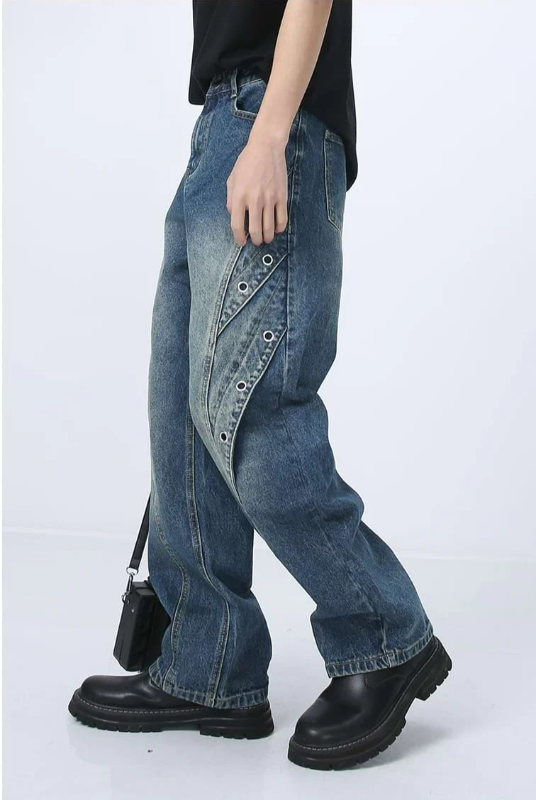 Ring Patchwork Straight Fit Jeans - Image 6