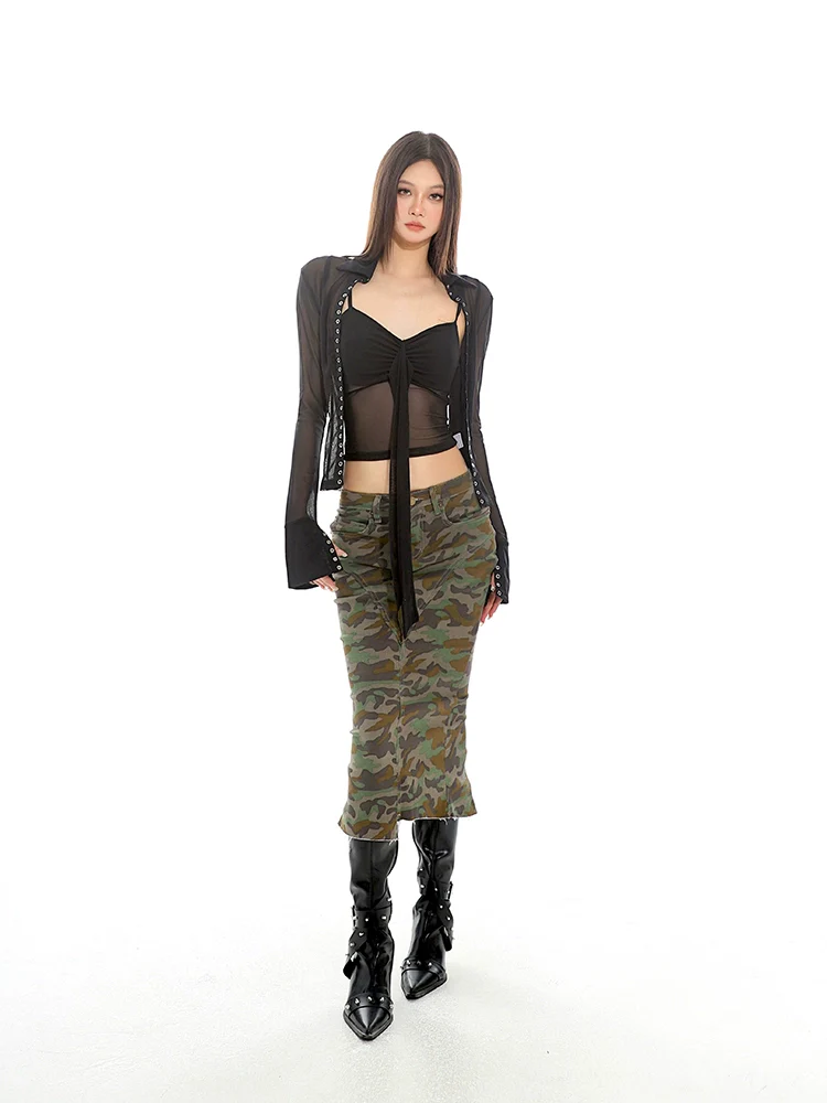 Ruched Bustier Crop Top with Sheer Panel - Image 4