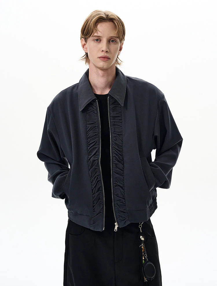 Ruched Front Panel Collared Zip Jacket - Image 10