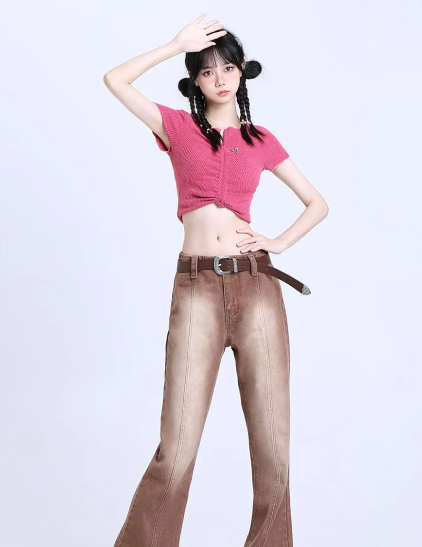 Ruched Split Hem Crop Top - Image 4
