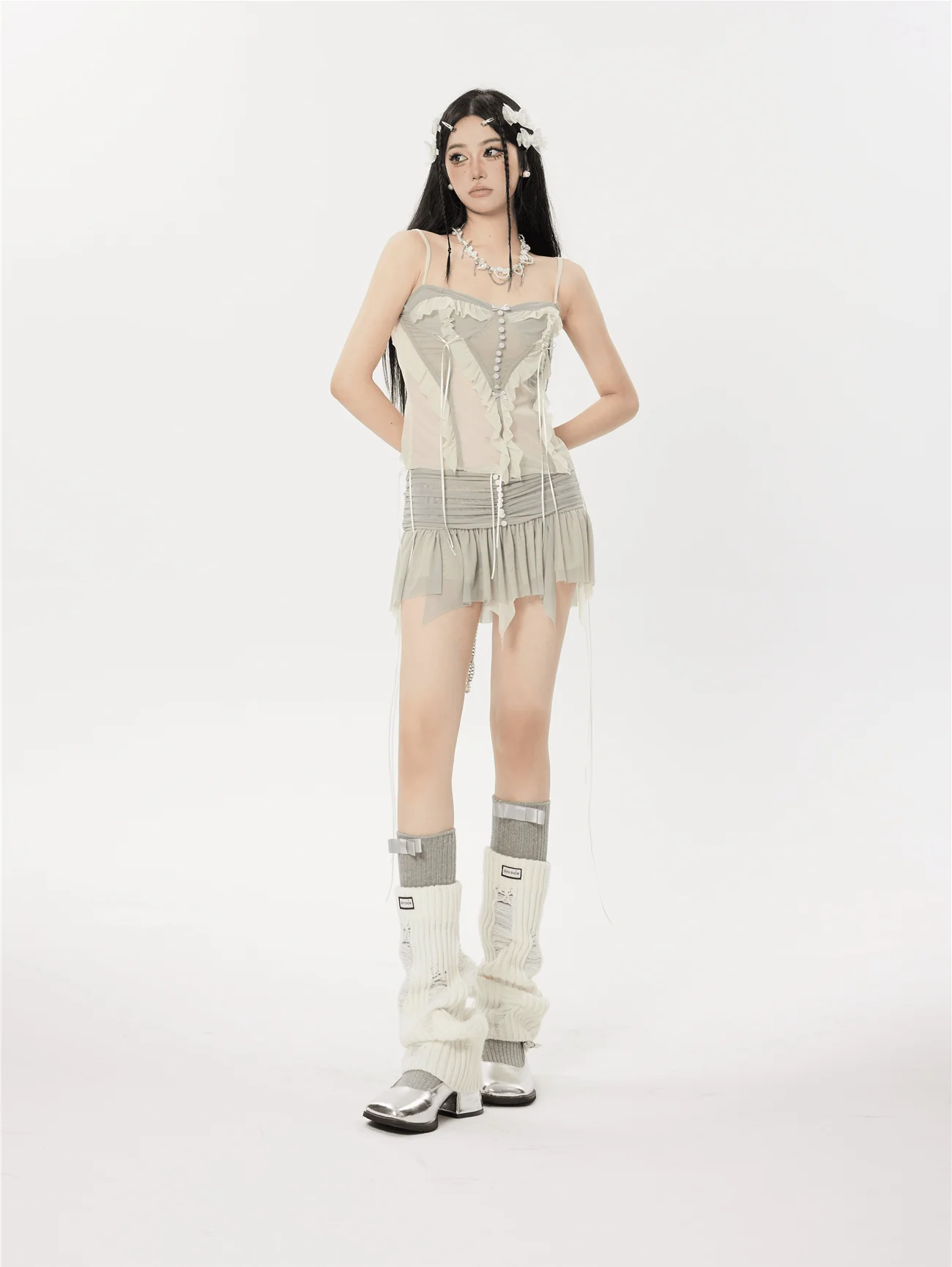 Ruffle Camisole and Tier Pleated Ballet Mini Skirt Two-Piece Set - Image 16