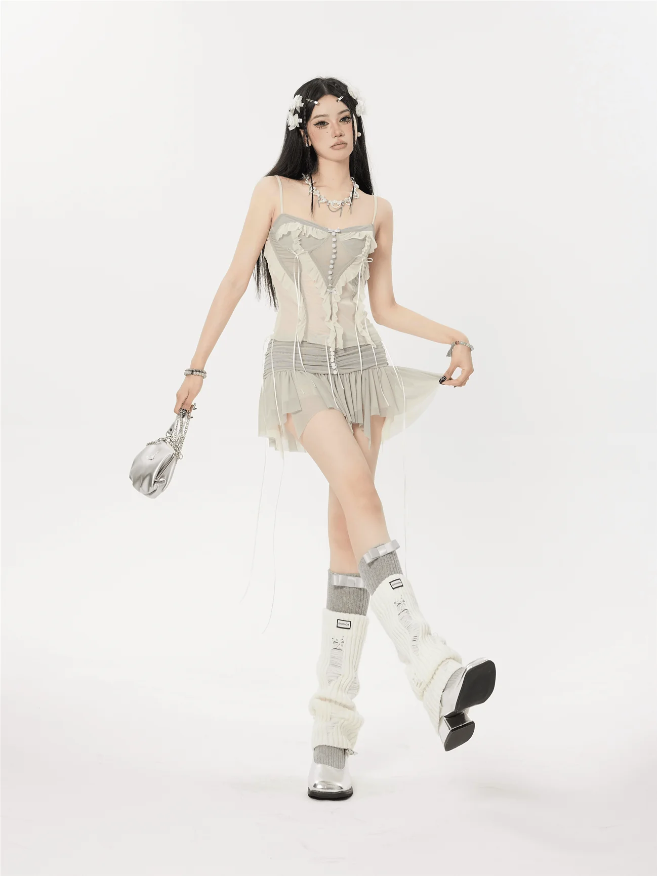 Ruffle Camisole and Tier Pleated Ballet Mini Skirt Two-Piece Set - Image 17