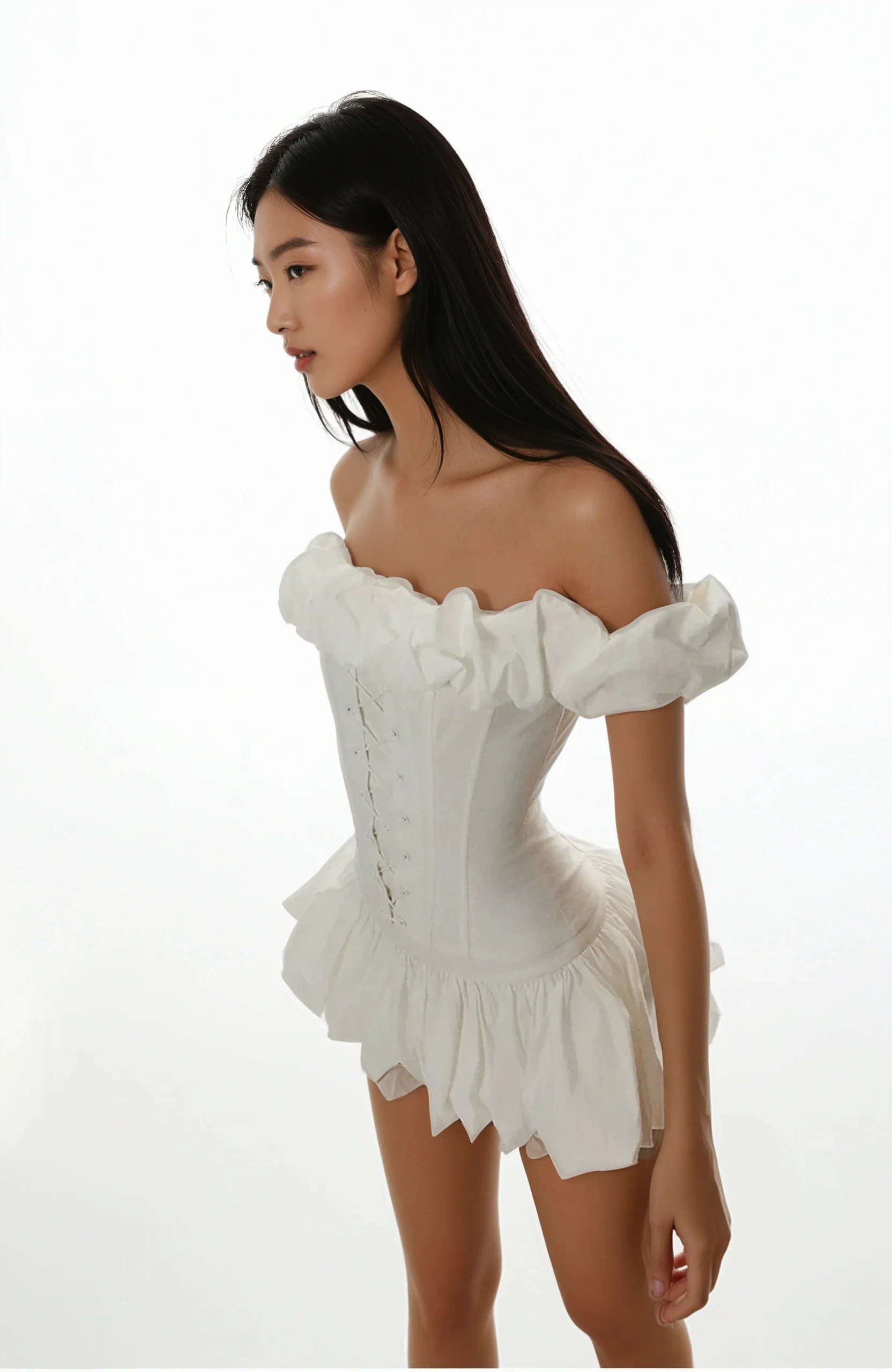 Ruffle Off Shoulder Corset Top and Micro Mini Skirt Two-Piece Set - Image 5