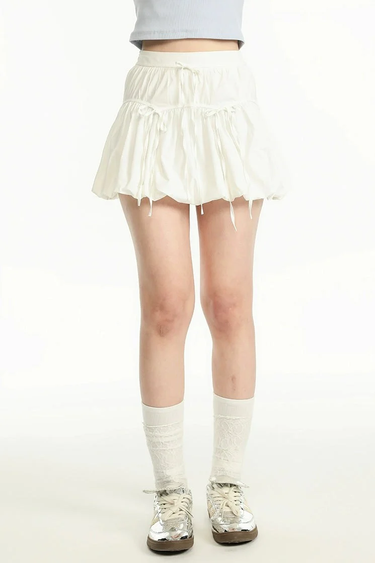 Ruffled Drawstring Mini Bubble Skirt - Image 6