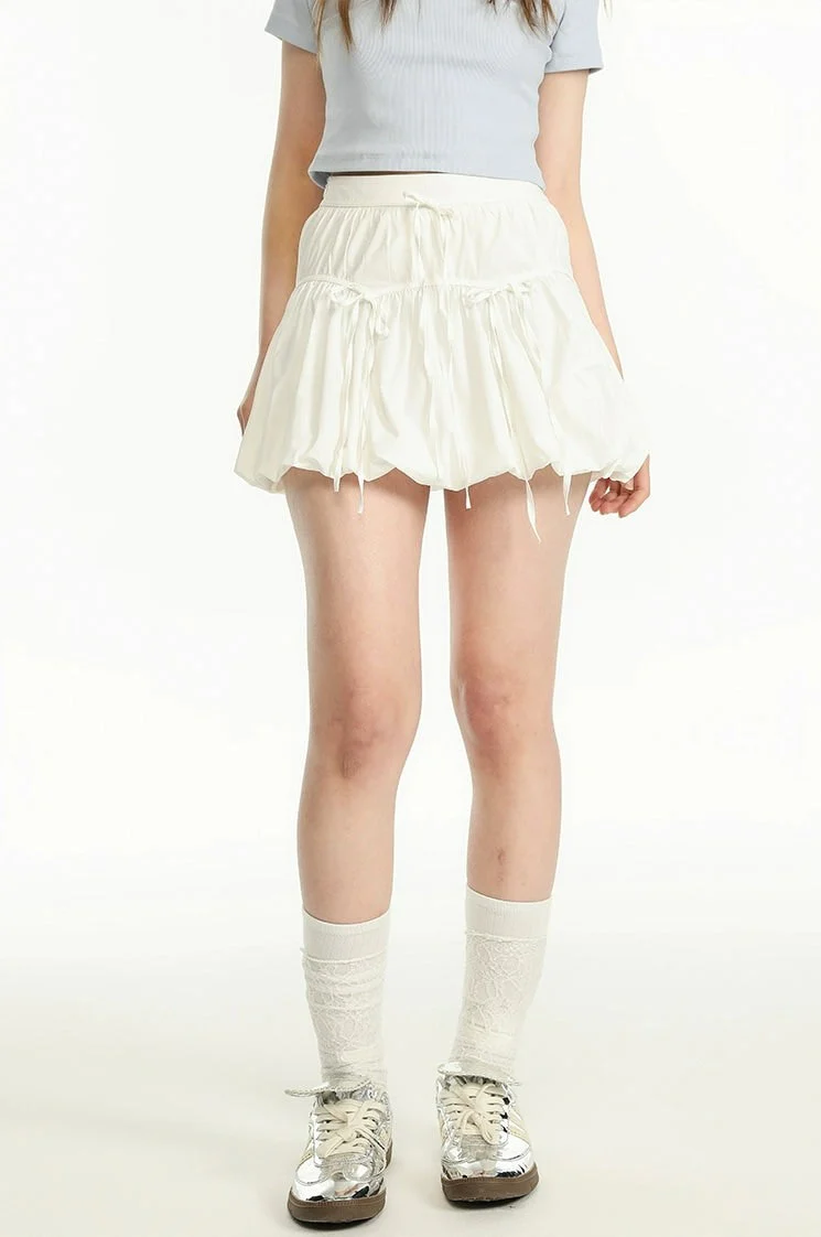 Ruffled Drawstring Mini Bubble Skirt - Image 7