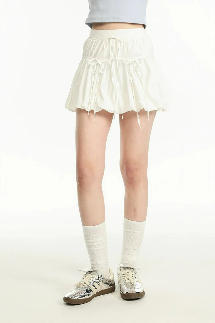 Ruffled Drawstring Mini Bubble Skirt - Image 8