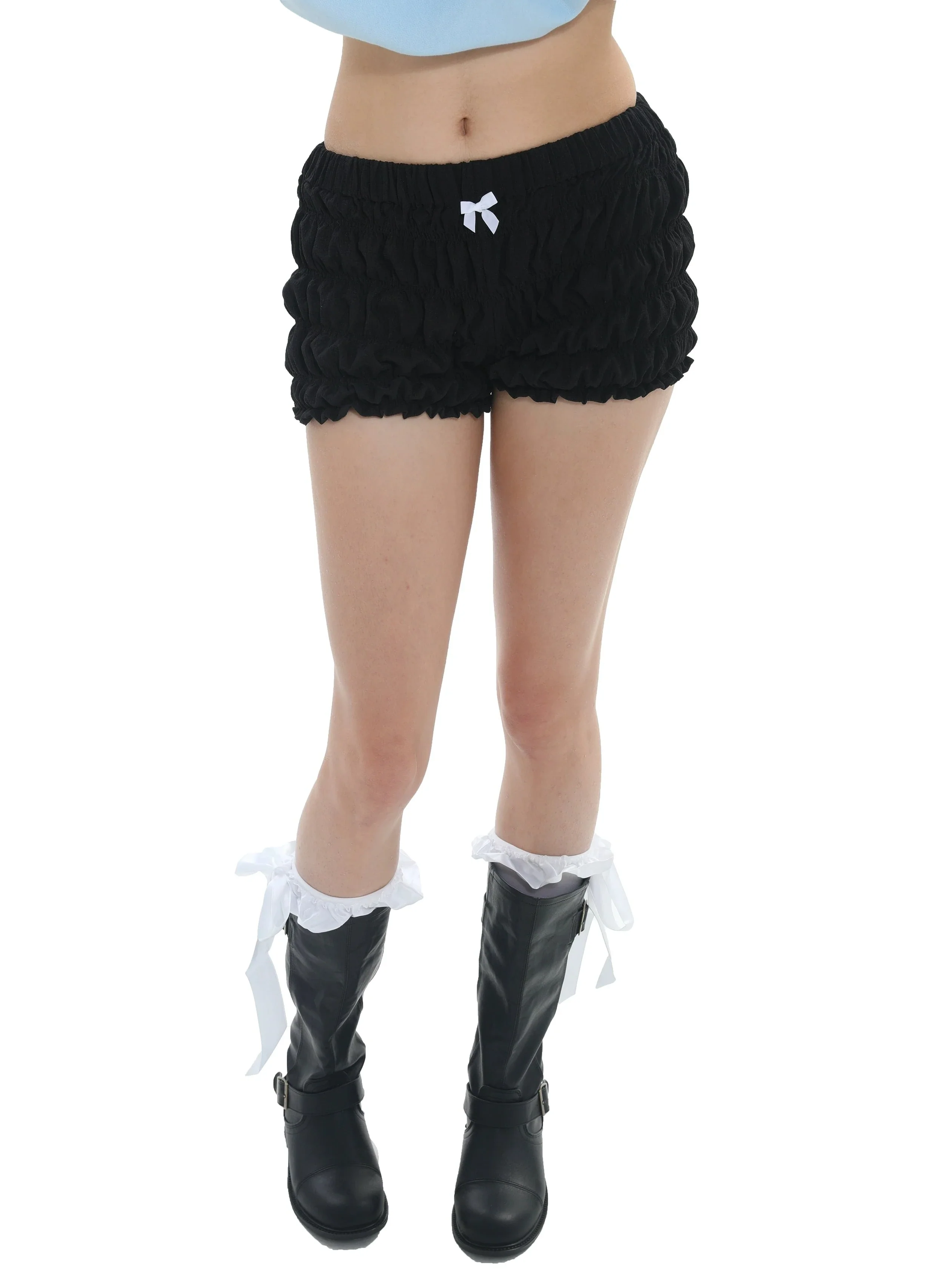 Ruffled Scallop Hem Elastic Waist Bloomer Shorts - Image 7