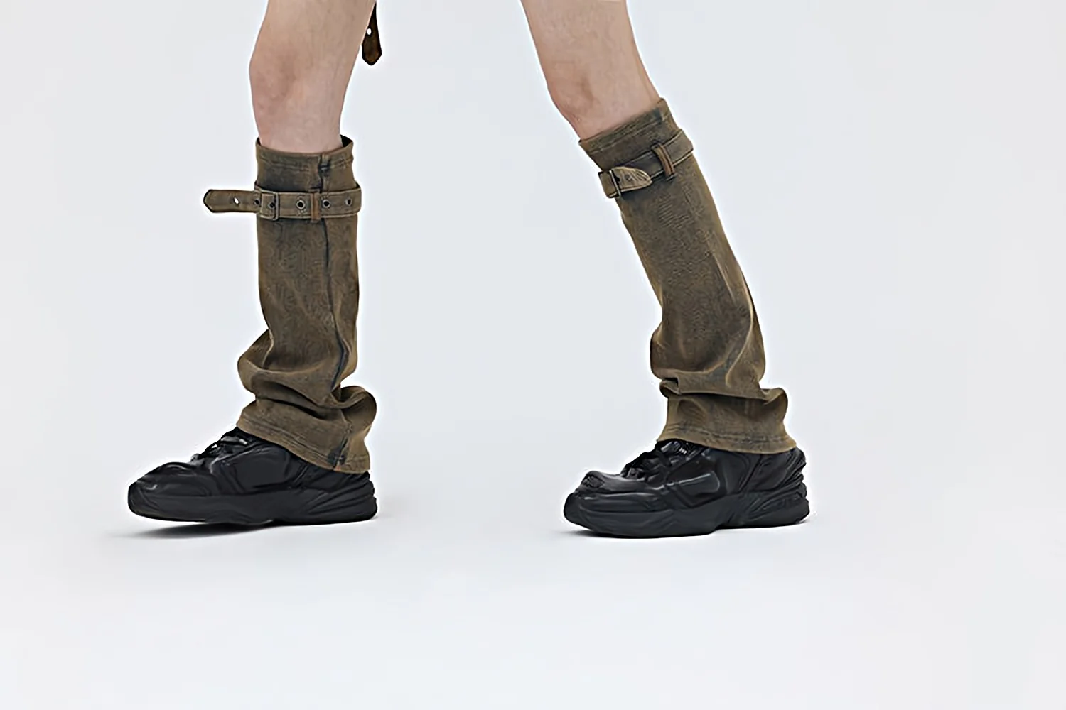 Sandblast Dyed Layered Skirt Skort and Leg Warmers Set - Image 2