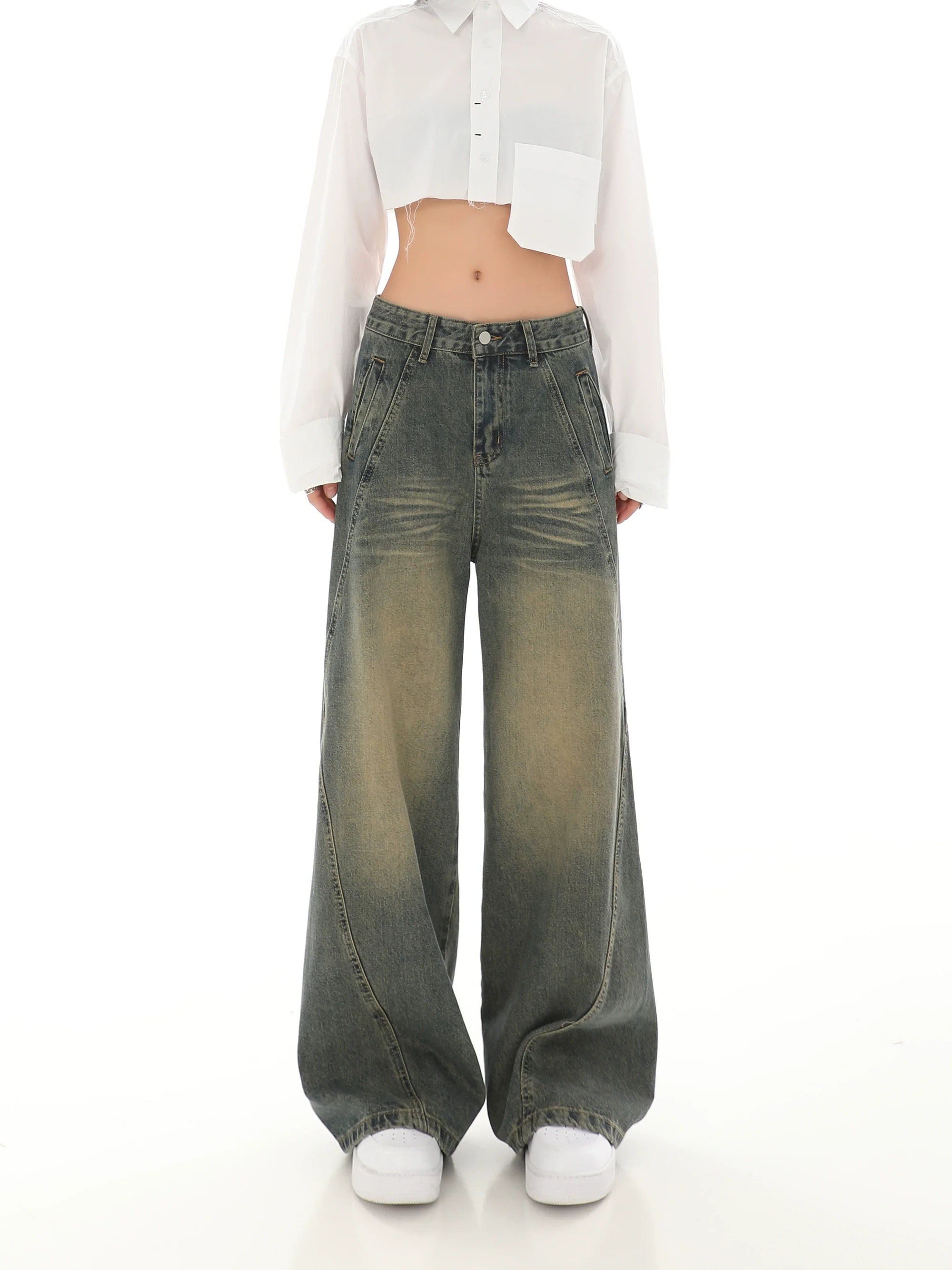Sandblast Wide-Leg Jeans with Stitch Detail - Image 12