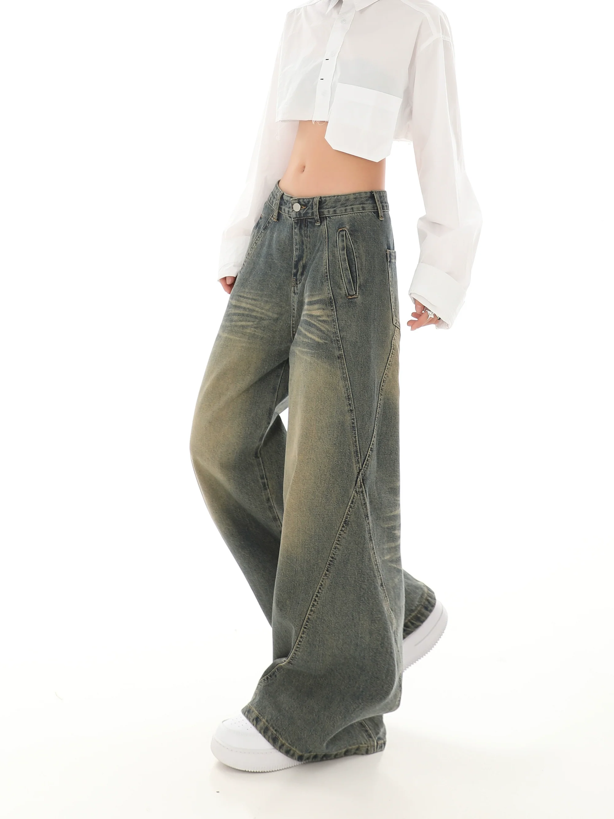 Sandblast Wide-Leg Jeans with Stitch Detail - Image 14