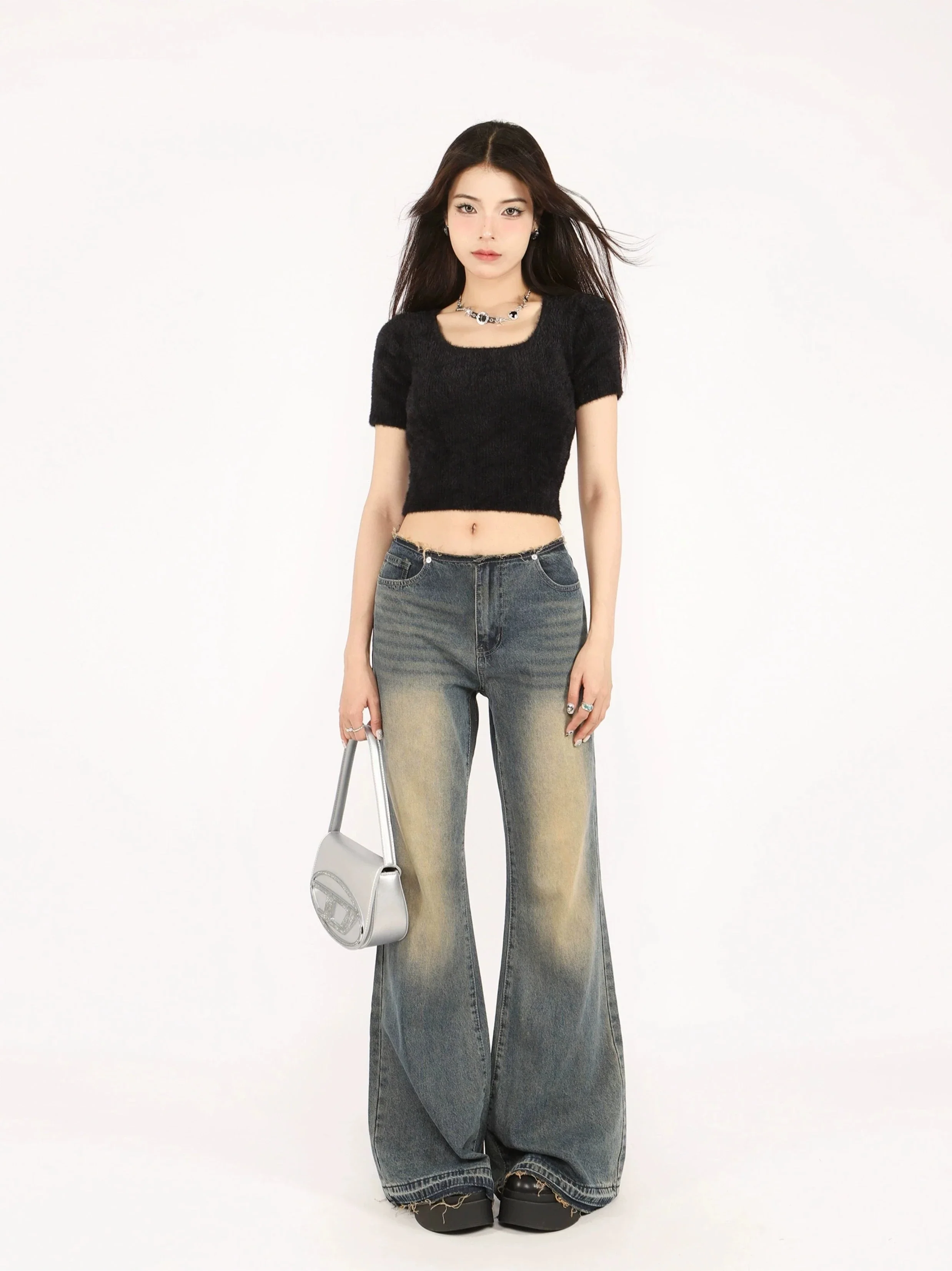 Semi Flare Sandblast Denim Jeans - Image 10