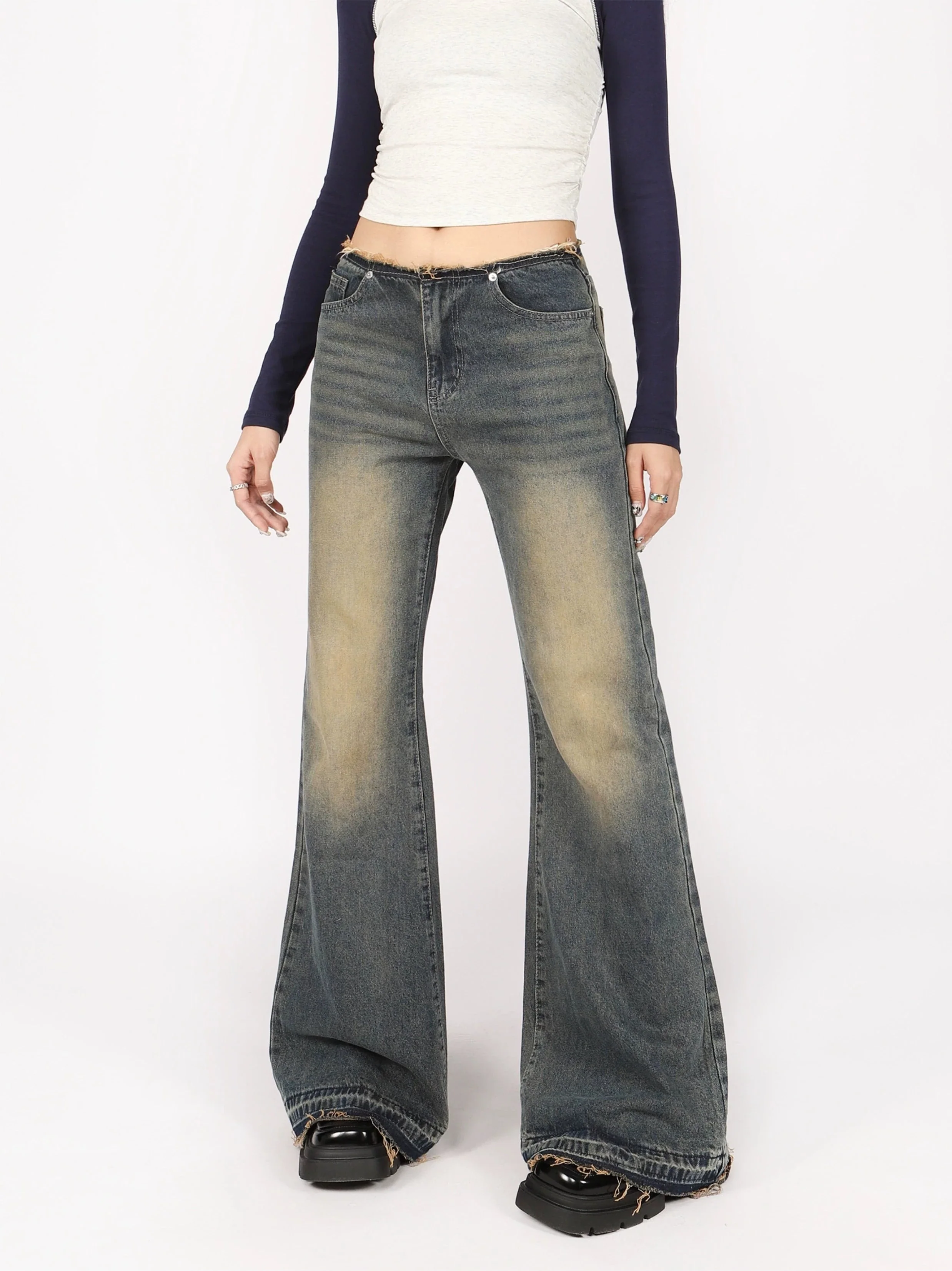 Semi Flare Sandblast Denim Jeans - Image 2