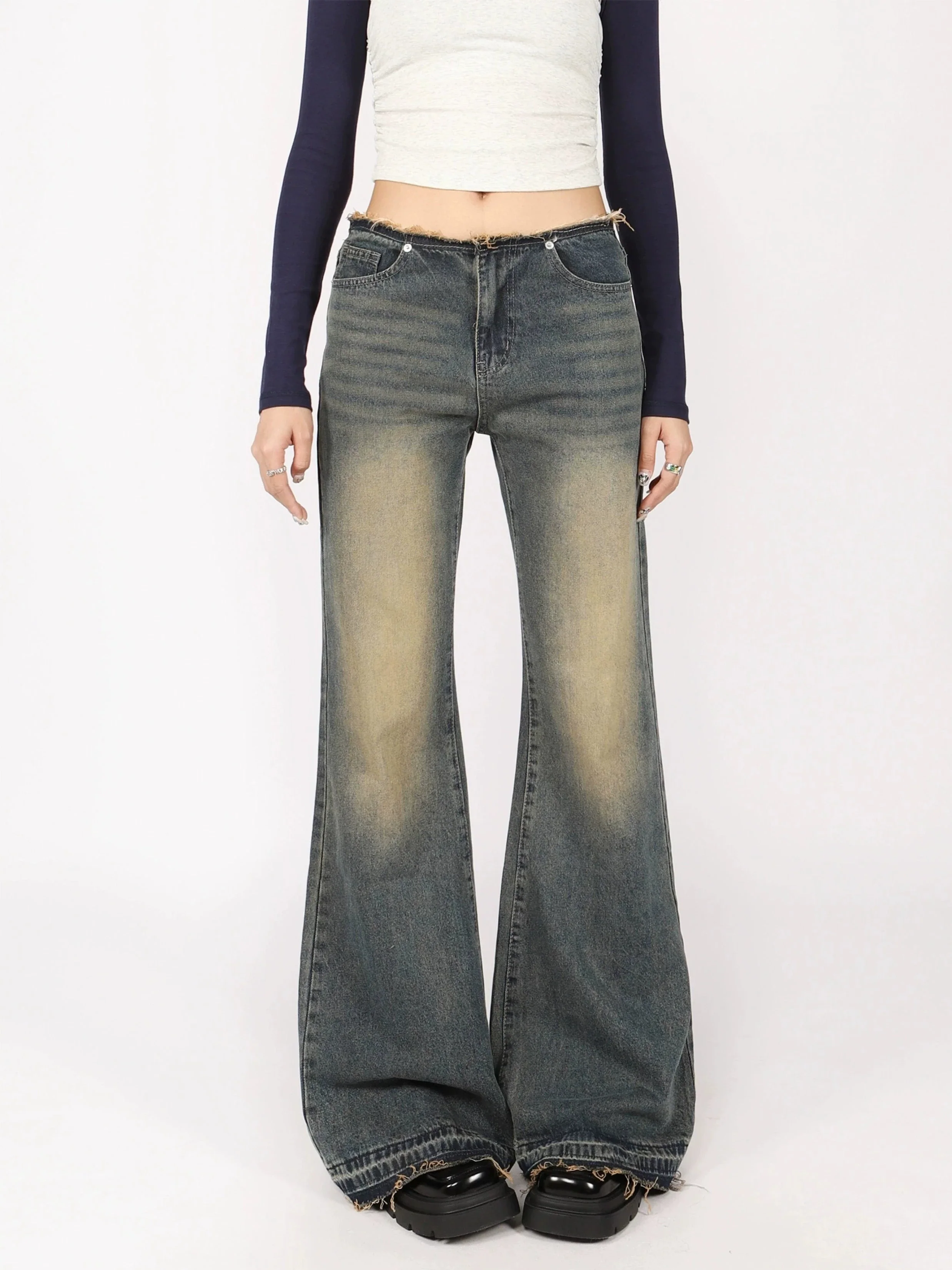 Semi Flare Sandblast Denim Jeans - Image 4