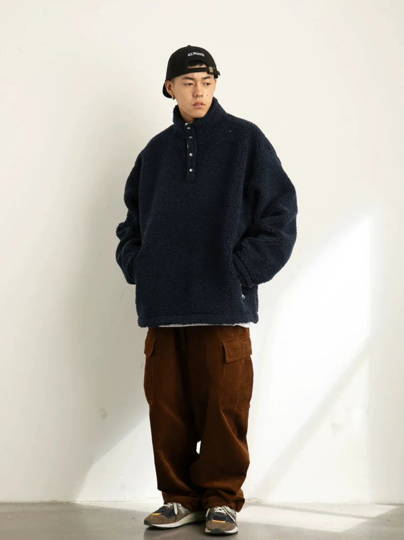 Shearling Half-Button Lightweight Pullover Sweater - Image 15