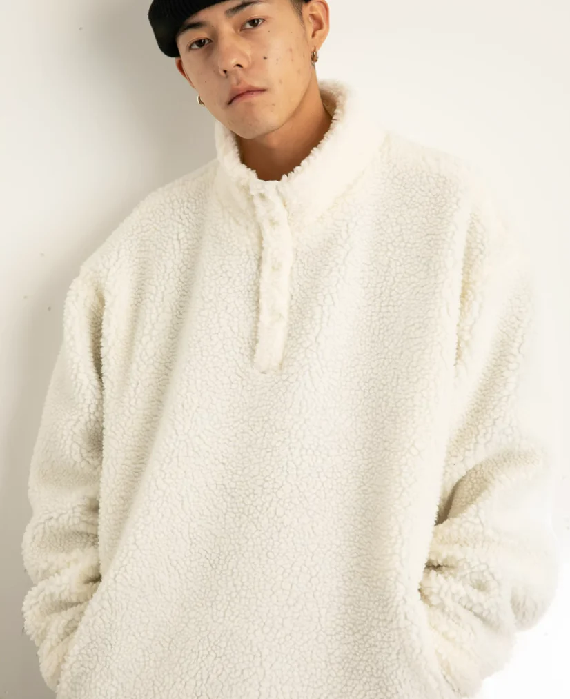 Shearling Half-Button Lightweight Pullover Sweater - Image 2