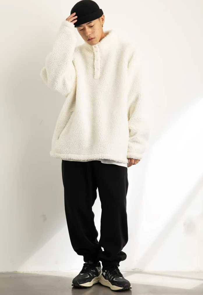 Shearling Half-Button Lightweight Pullover Sweater - Image 4