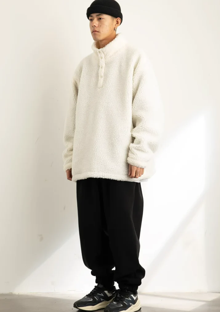 Shearling Half-Button Lightweight Pullover Sweater - Image 5