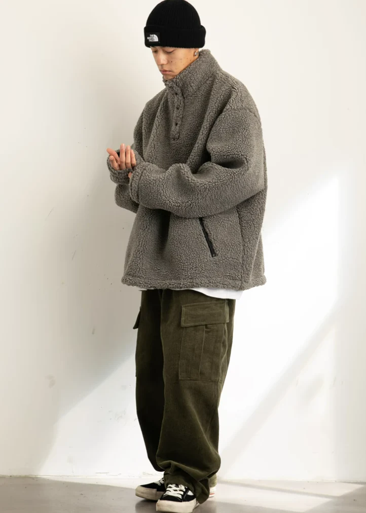 Shearling Half-Button Lightweight Pullover Sweater - Image 9