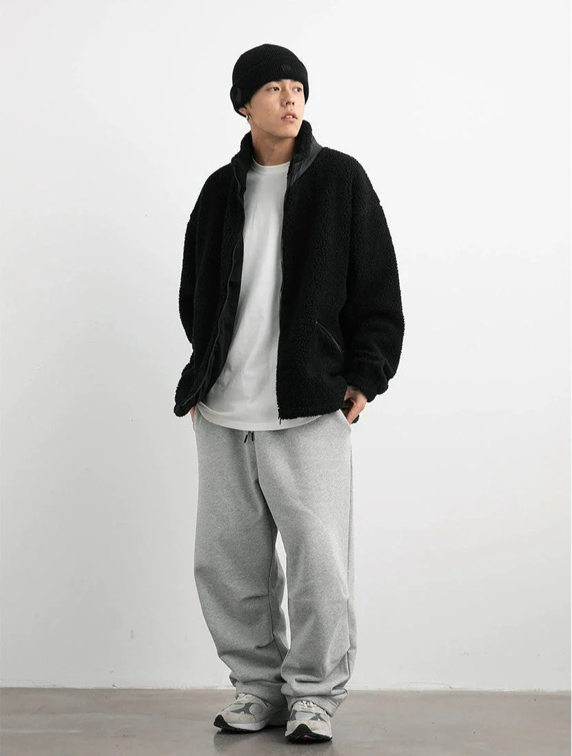 Shearling Zip-Up Lightweight Jacket with Contrast Patchwork - Image 12