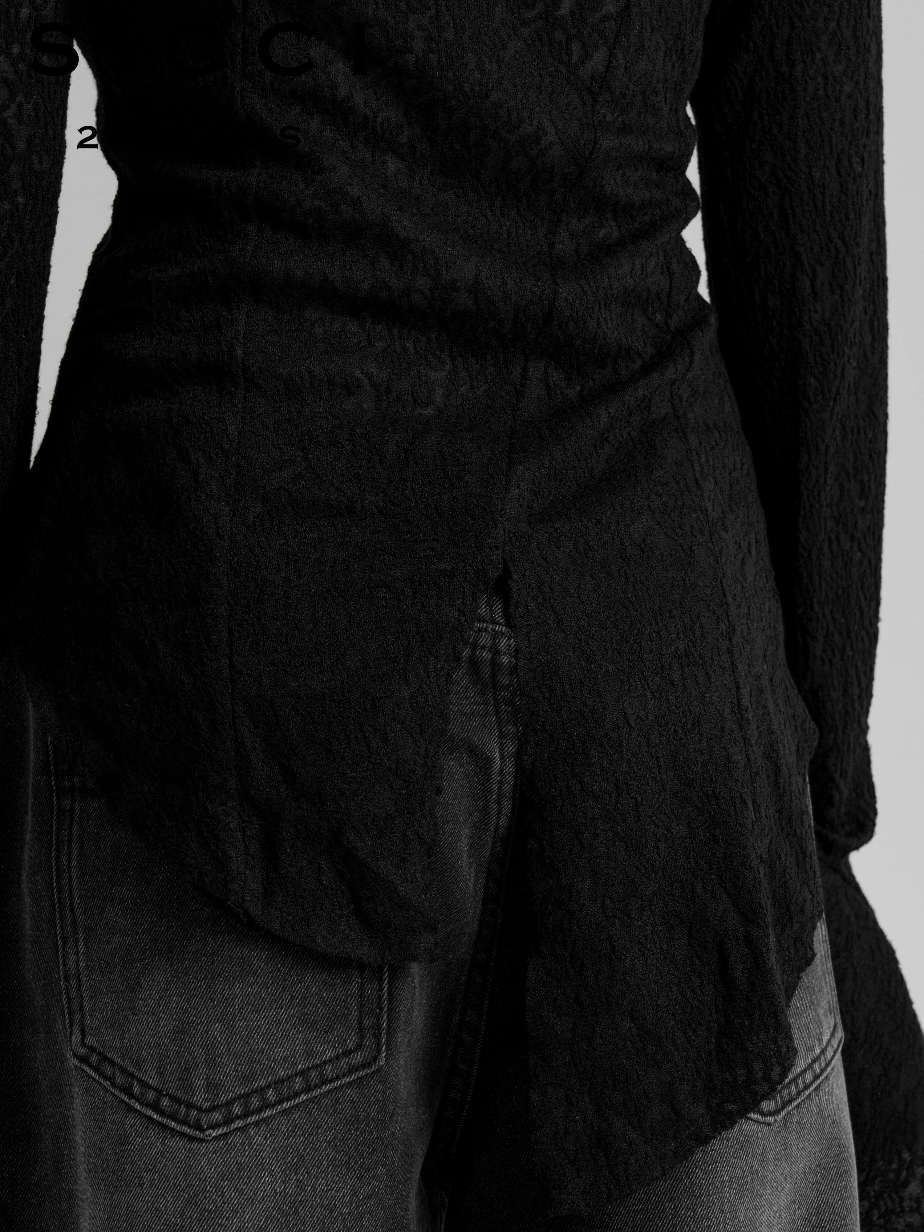 Sheer Knit Wrap-Scarf Top with Textured Pattern - Image 17