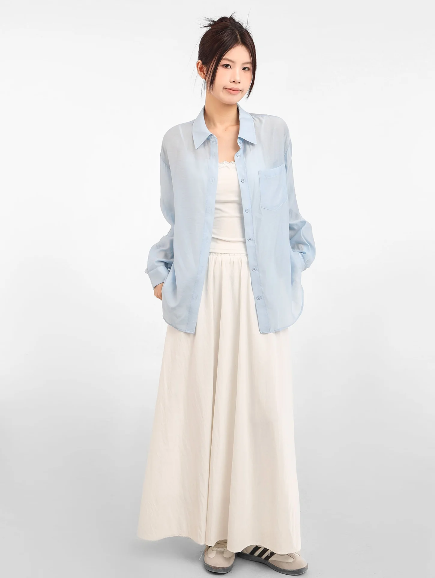 Sheer Lightweight Button-Down Long Sleeve Shirt - Image 9