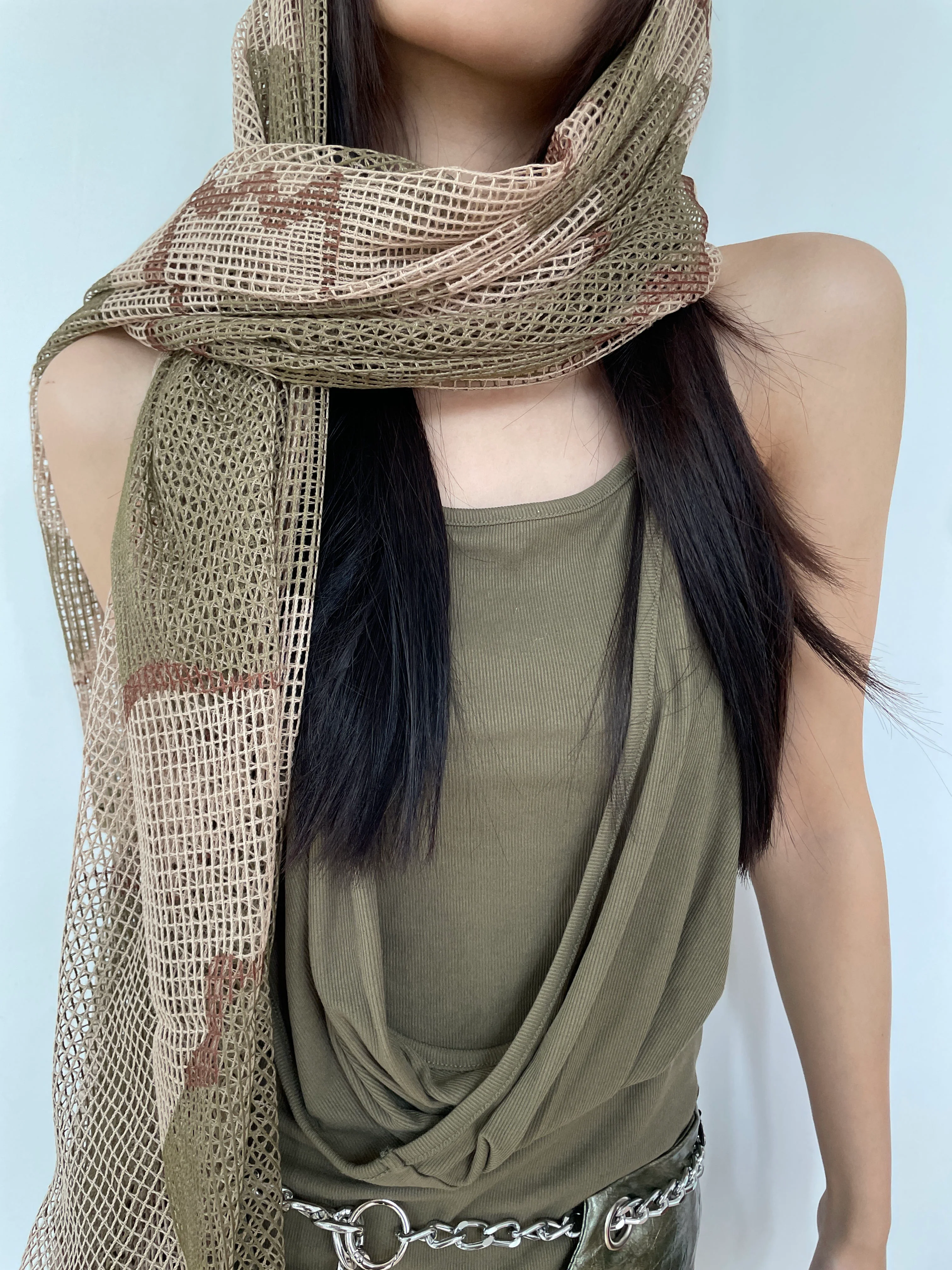 Sheer Mesh Metallic Thread Snakeskin Print Scarf - Image 20
