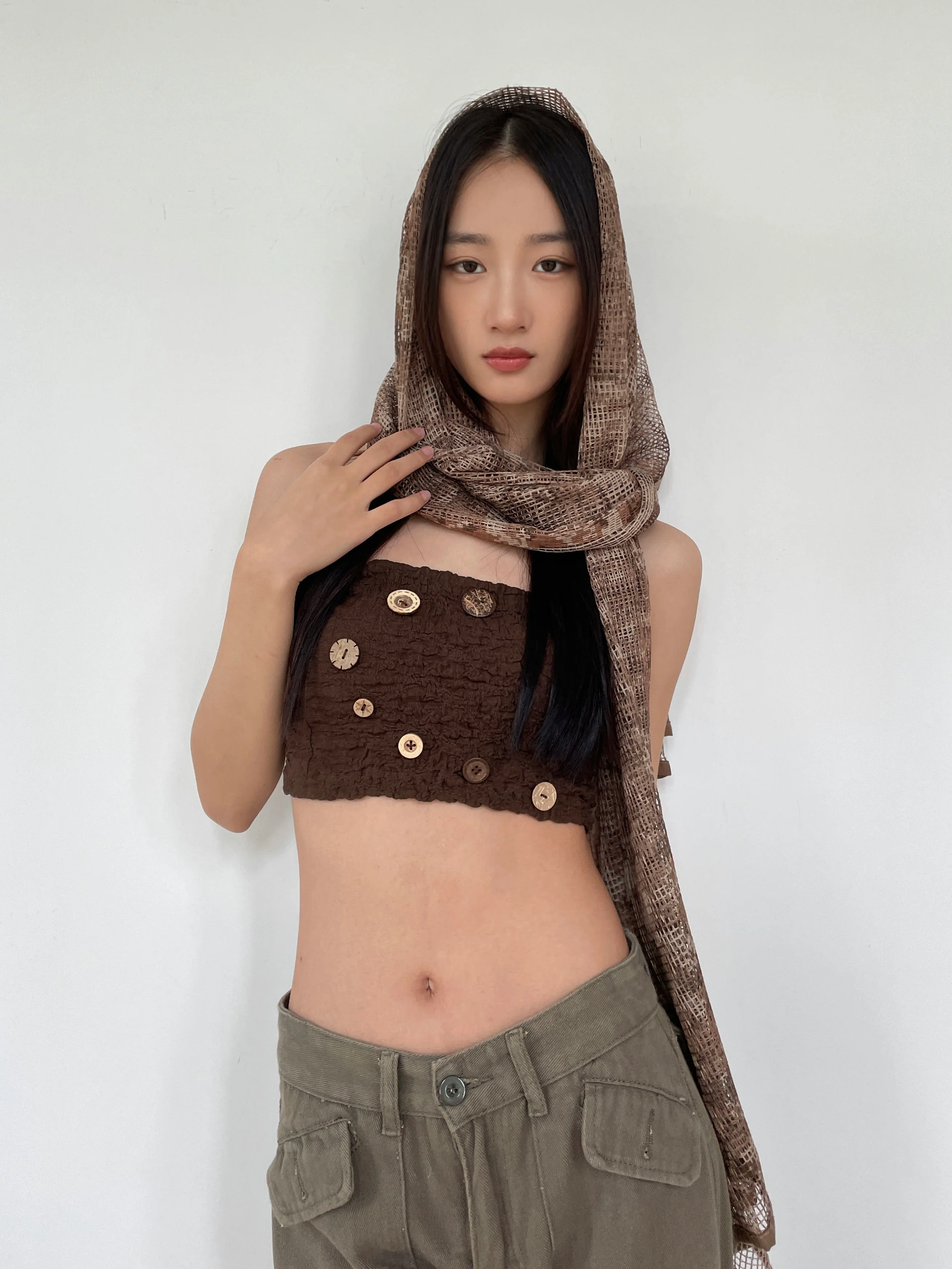 Sheer Mesh Metallic Thread Snakeskin Print Scarf - Image 7
