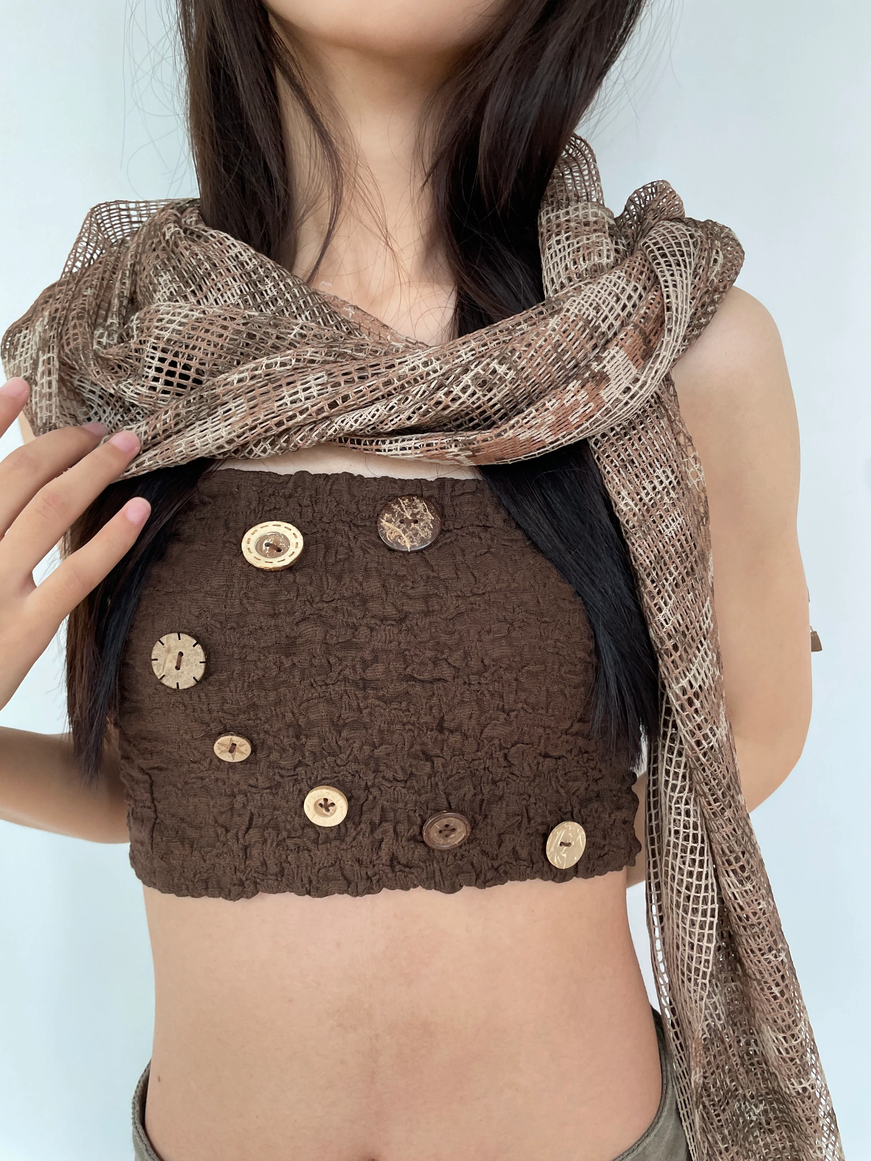 Sheer Mesh Metallic Thread Snakeskin Print Scarf - Image 9