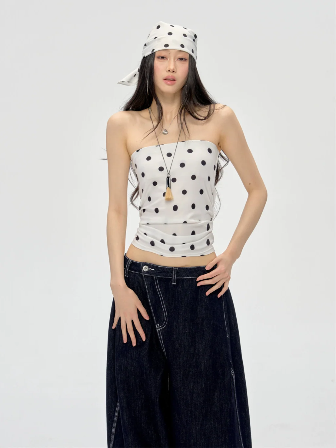Silky Polka Dot Head Wrap Bandana - Image 3