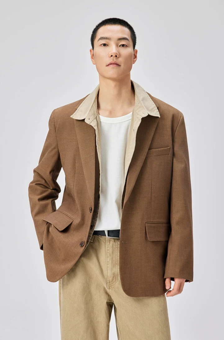 Single Breasted Blazer with Side Button Detail and Notch Lapel