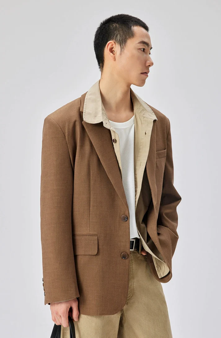 Single Breasted Blazer with Side Button Detail and Notch Lapel - Image 2