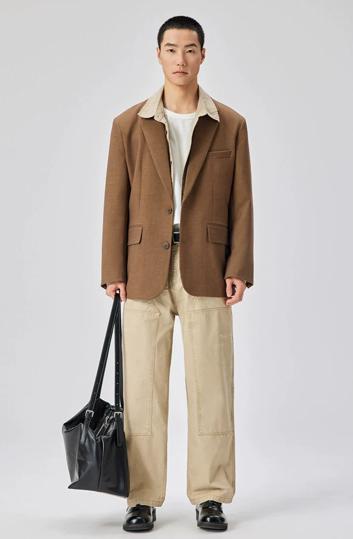 Single Breasted Blazer with Side Button Detail and Notch Lapel - Image 4