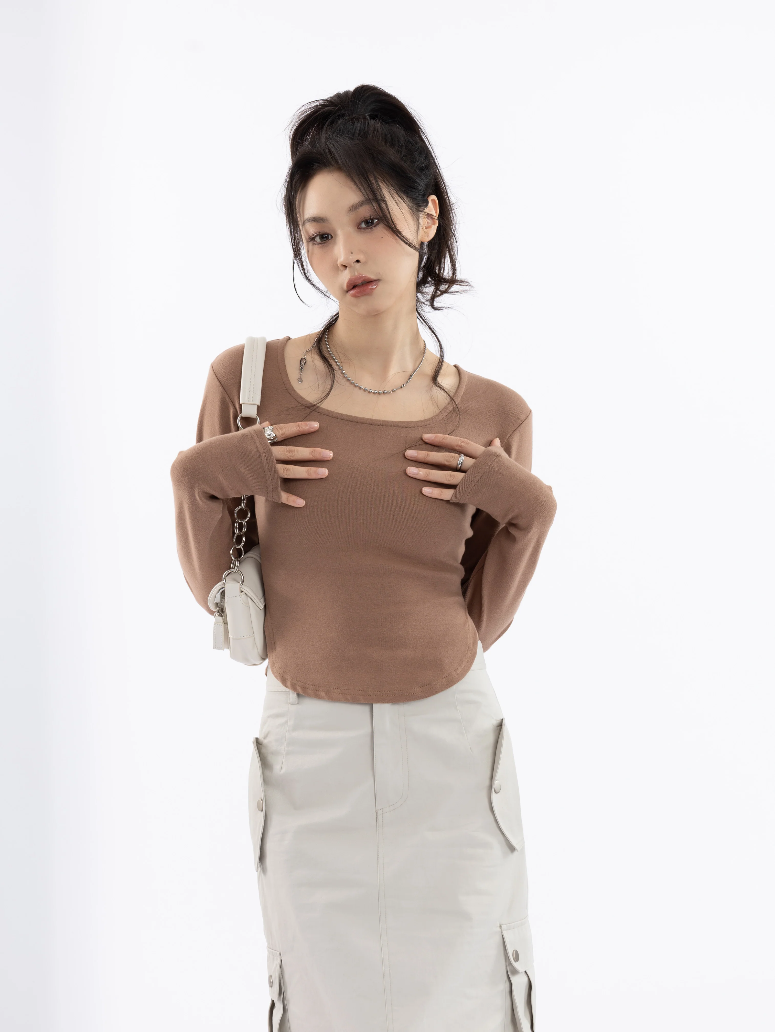 Skinny Cropped Long Sleeve Top - Image 2