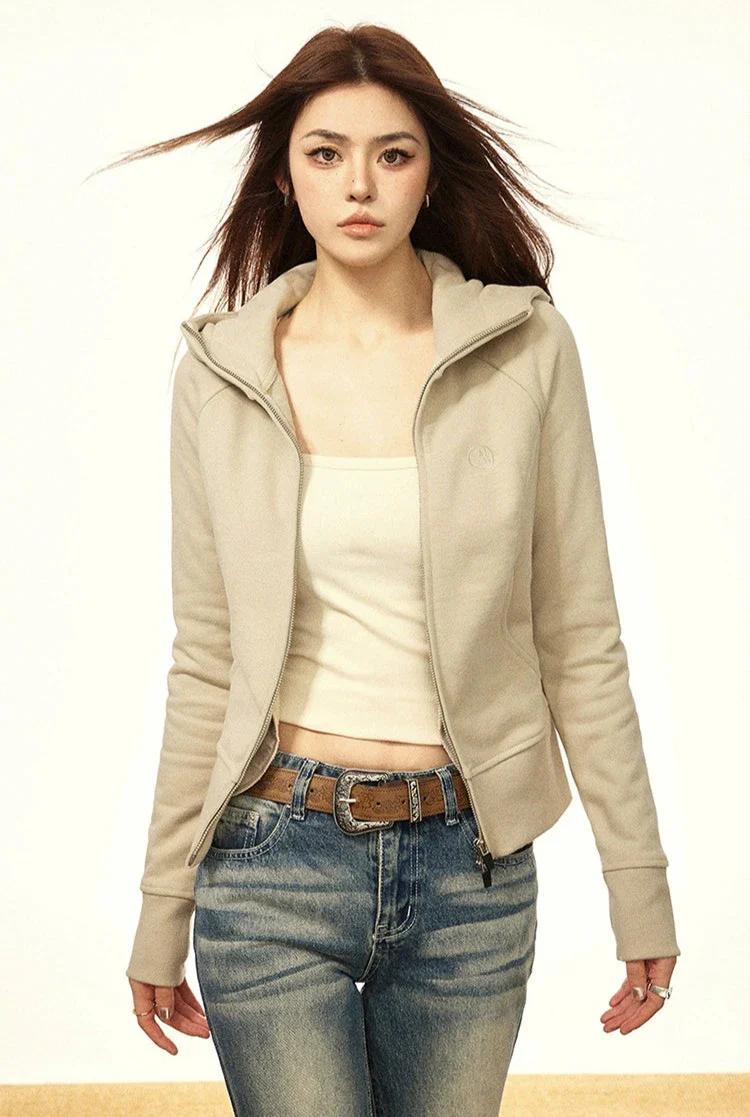 Skinny High Collar Hoodie Zip Jacket - Image 7