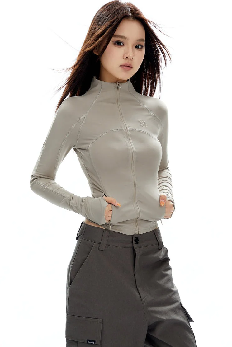 Skinny High Collar Zip-Up Running Jacket - Image 4