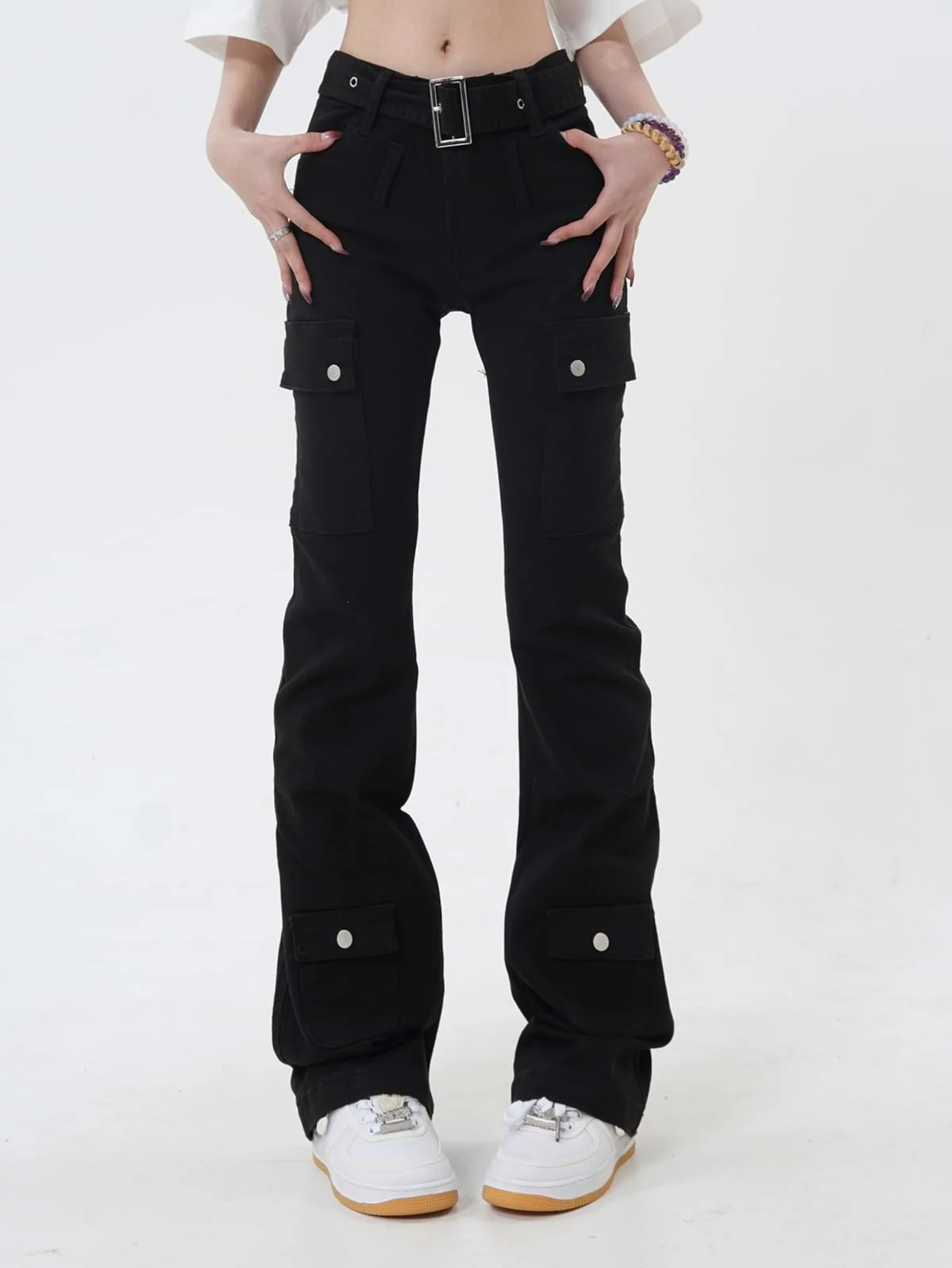 Skinny Multi Pocket Cargo Pants - Image 9