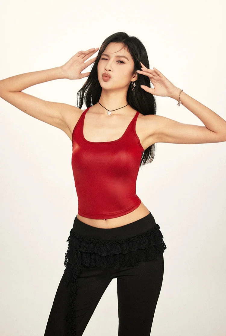 Skinny Narrow-Strap Cropped Tank Top - Image 4