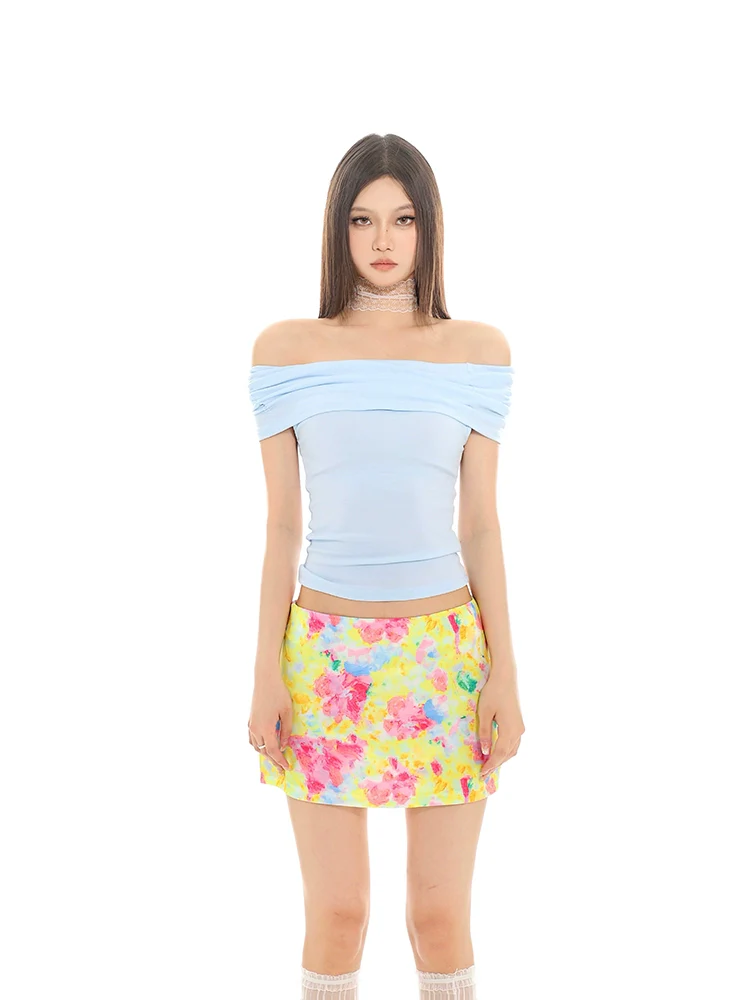 Skinny Off-Shoulder Ruched Crop Top - Image 7